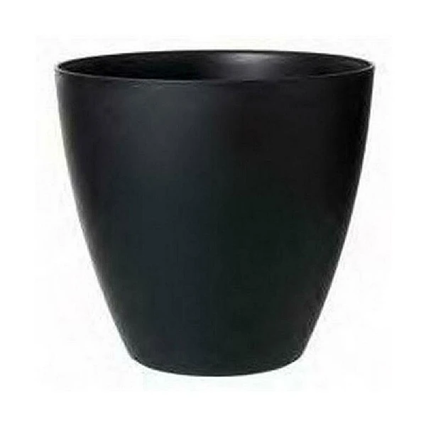Stewart Garden 40cm Basalt Low Round Planter - Black 2 Stewart Garden 40cm Basalt Low Round Planter - Black - Image 2