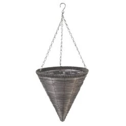 Garden Master Deals Store 16 Smart Garden Slate Faux Rattan Hanging Cone - 14''