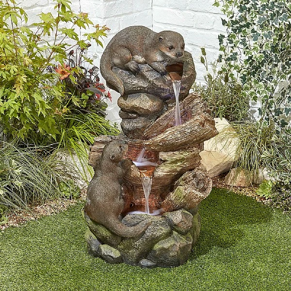 Easy Fountain Otter Pools Water Feature With LED Lights 1 Easy Fountain Otter Pools Water Feature With LED Lights